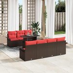 vidaXL Ensemble de canapé de jardin 8 Pièces Marron Poly rotin