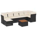vidaXL Salon de jardin 8 Pièces avec coussins noir résine tressée