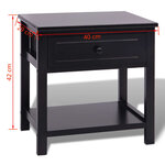 vidaXL Table de chevet Bois Noir