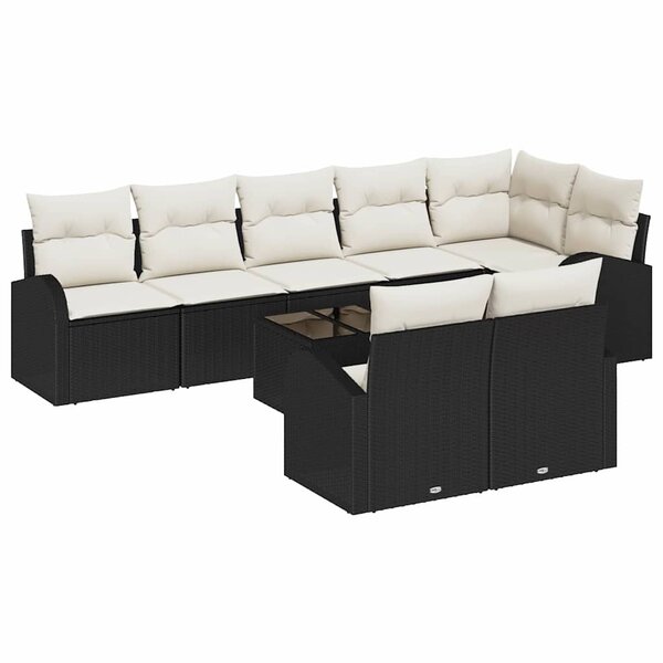 vidaXL Ensemble de canapé de jardin 9 Pièces Noir  blanc Poly rotin