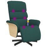 vidaXL Fauteuil inclinable de massage et repose-pieds vert foncé tissu