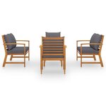 vidaXL Salon de jardin 5 Pièces avec coussin Bois d'acacia solide