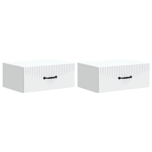 vidaXL Cabinet de chevet mural 2 Pièces Blanc 49 x 34 5 x 20 cm