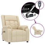 vidaXL Fauteuil électrique de massage Crème Tissu