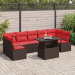 vidaXL Ensemble de canapé de jardin 8 Pièces Marron Poly rotin
