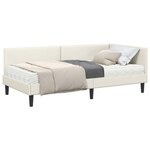 vidaXL Cadre de lit d'angle avec matelas Autre 2 Pièces Crème Velours
