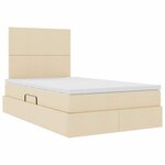 vidaXL Lit avec rangement et matelas Crème 120 x 190 cm tissu