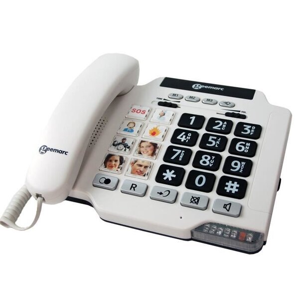 GEEMARC Téléphone amplifié grosses touches sénior PHOTOPHONE 100 - A mémoires photo directes