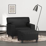 vidaXL Fauteuil avec repose-pied Noir 60 cm Similicuir