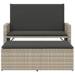 vidaXL Banc de jardin et coussins et repose-pied gris clair poly rotin