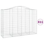 vidaXL Paniers à gabions arqués 11 Pièces 200x50x140/160 cm Fer galvanisé