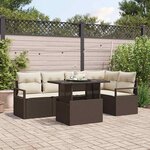 vidaXL Ensemble de canapé de jardin 6 Pièces Marron Poly rotin