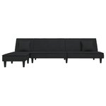 vidaXL Canapé-lit en forme de L noir 255x140x70 cm velours