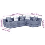 vidaXL Pouf modulaire à 4 places Indigo Tissu
