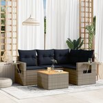 vidaXL Salon de jardin 5 Pièces avec coussins gris résine tressée