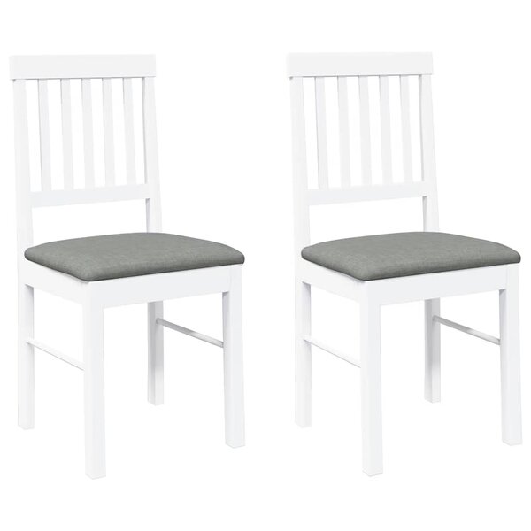 vidaXL Chaises à manger coussins 2 Pièces blanc bois massif caoutchouc