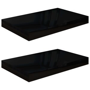 vidaXL Étagère murale flottante 2 Pièces Noir brillant 40x23x3 8 cm MDF