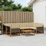 vidaXL Ensemble de canapés d'extérieur 7 Pièces Naturel et Beige