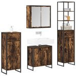 vidaXL Ensemble de mobilier de salle de bain avec tiroir Chêne fumé