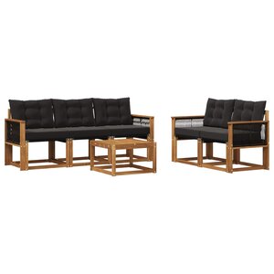 vidaXL Ensemble de canapés d'extérieur 6 pc Naturel et noir