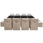 Salon de jardin meuble d'extérieur ensemble de mobilier encastrable avec coussins 13 pièces rotin beige 02_0018333