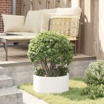 vidaXL Grand Pot Métal Blanc Blanc Métal Grand Jardinières