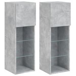 vidaXL Meubles TV avec lumières LED 2 Pièces gris béton 30 5x30x90 cm