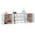 vidaXL Buffets 3 Pièces Blanc Bois d'ingénierie