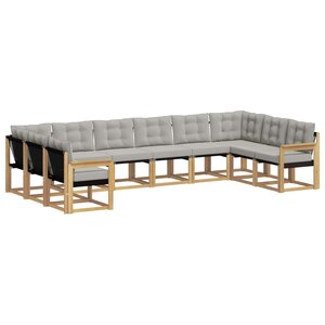 vidaXL Ensemble de canapés d'extérieur 10 Pièces Blanc et gris clair