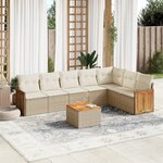vidaXL Salon de jardin avec coussins 8 Pièces beige résine tressée