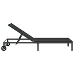 Chaise longue vidaXL avec roues en poly rotin noir