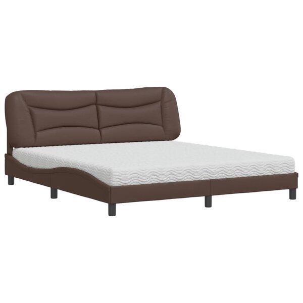 vidaXL Lit avec matelas marron 180x200 cm similicuir
