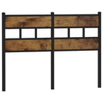 vidaXL Tête de lit chêne fumé 135 cm fer et bois d'ingénierie