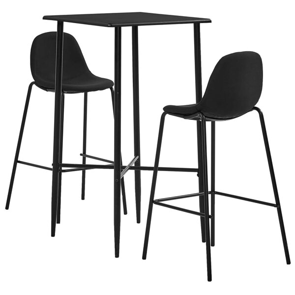 vidaXL Ensemble de bar 3 Pièces Tissu Noir