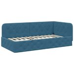 vidaXL Cadre de lit d'angle avec matelas Bleu 90 x 200 cm Velours