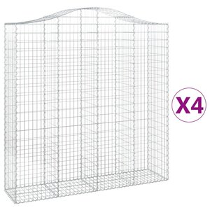 vidaXL Paniers à gabions arqués 4 Pièces 200x50x200/220 cm Fer galvanisé