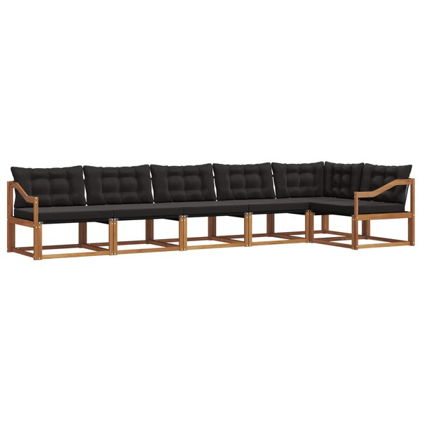 vidaXL Ensemble de canapés d'extérieur 6 Pièces Naturel et Noir