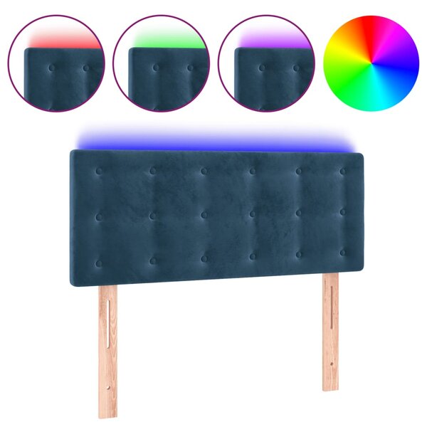 vidaXL Tête de lit à LED Bleu foncé 100x5x78/88 cm Velours
