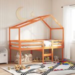 vidaXL Lit haut avec toit cire marron 90x200 cm bois de pin massif