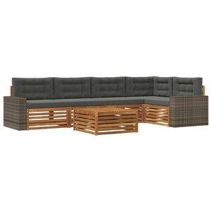 vidaXL Ensemble de canapés d'extérieur 6 pc Naturel et Anthracite