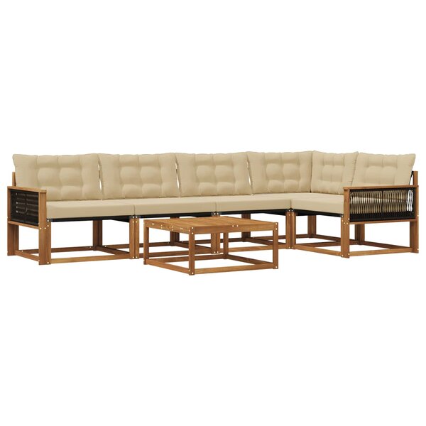 vidaXL Ensemble de canapés d'extérieur 6 Pièces Naturel et Beige