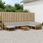 vidaXL Ensemble de canapés d'extérieur 9 Pièces Naturel et gris clair