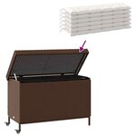 vidaXL Boîte de rangement de jardin et roues marron résine tressée
