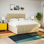 vidaXL Sommier à lattes de lit avec matelas Crème 180x200 cm Tissu