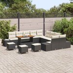 vidaXL Ensemble de canapé de jardin 14 Pièces Noir Poly rotin
