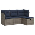 vidaXL Salon de jardin 4 Pièces avec coussins gris résine tressée