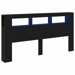 vidaXL Tête de lit LED avec étagère Chêne noir 200 x 18 5 x 103 5 cm