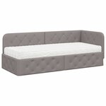 vidaXL Cadre de lit d'angle avec matelas Taupe 80 x 200 cm tissu