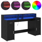 vidaXL Bureau avec porte Chêne noir 160 x 55 x 91 cm Bois d'ingénierie