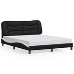 vidaXL Cadre de lit et tête de lit noir et blanc 160x200 cm similicuir